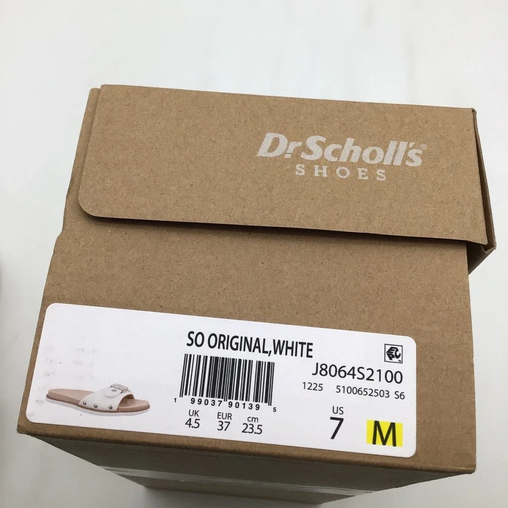 Dr Scholls So Original White Slide Sandals Buckle Studs Womens Size 7 M‎